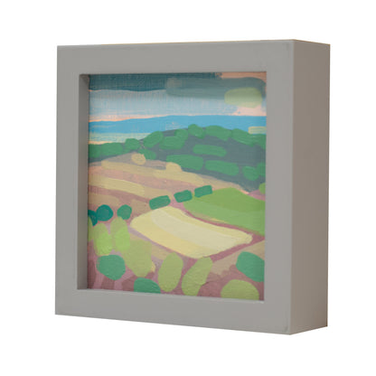 "Kind of blue 1", unique painting, hand-painted one-of-a-kind piece, 21 x 12 cm, with picture frame, Pocket Art