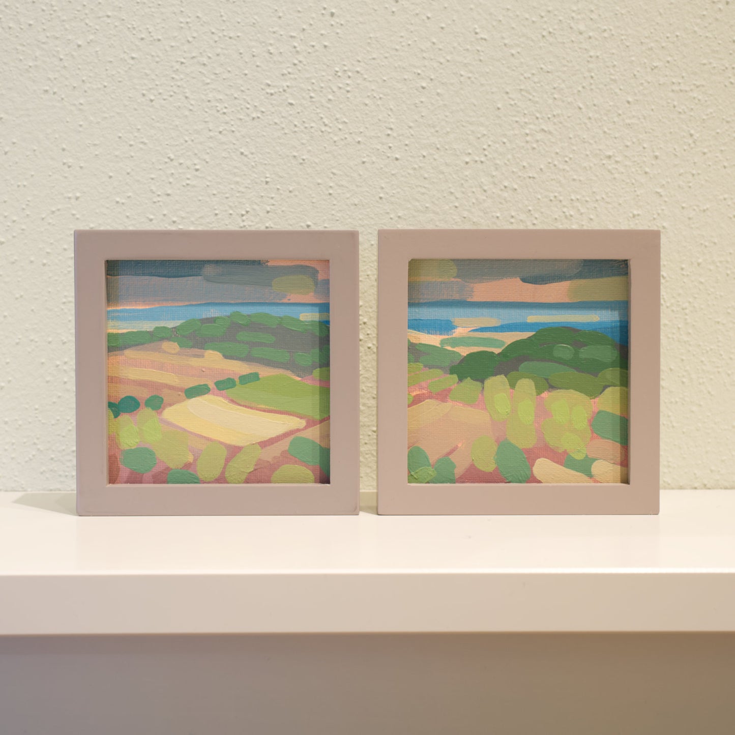 "Kind of blue 1", unique painting, hand-painted one-of-a-kind piece, 21 x 12 cm, with picture frame, Pocket Art