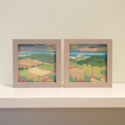 "Kind of blue 1", unique painting, hand-painted one-of-a-kind piece, 21 x 12 cm, with picture frame, Pocket Art