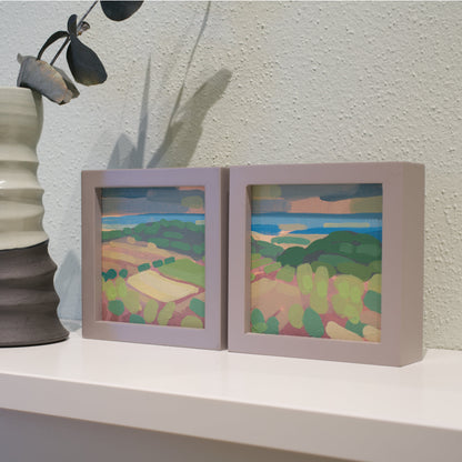 "Kind of blue 1", unique painting, hand-painted one-of-a-kind piece, 21 x 12 cm, with picture frame, Pocket Art