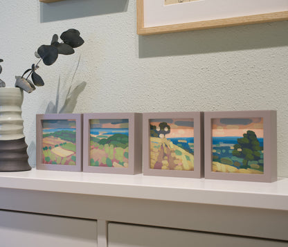 "Kind of blue 1", unique painting, hand-painted one-of-a-kind piece, 21 x 12 cm, with picture frame, Pocket Art