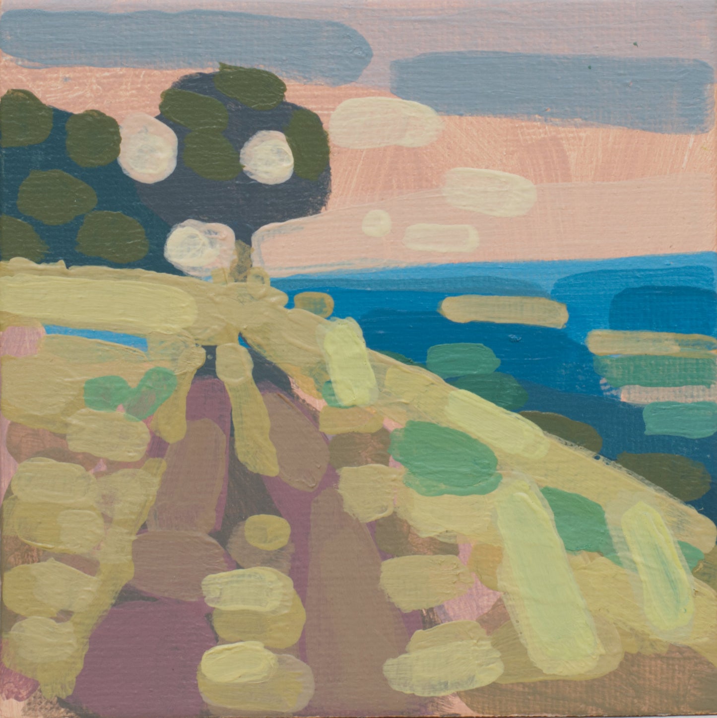 "Kind of blue 1", unique painting, hand-painted one-of-a-kind piece, 21 x 12 cm, with picture frame, Pocket Art