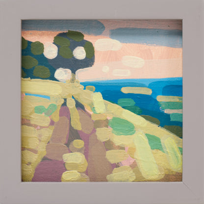 "Kind of blue 1", unique painting, hand-painted one-of-a-kind piece, 21 x 12 cm, with picture frame, Pocket Art