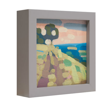 "Kind of blue 1", unique painting, hand-painted one-of-a-kind piece, 21 x 12 cm, with picture frame, Pocket Art