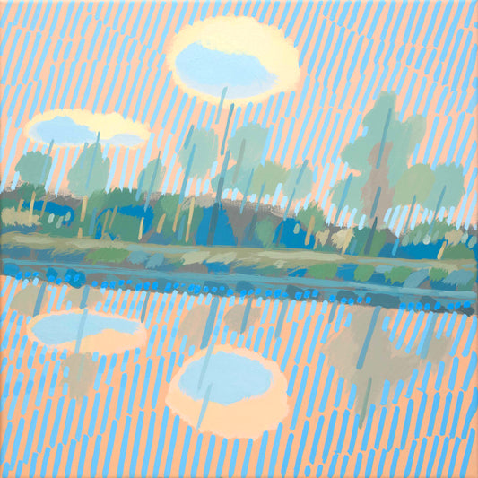 Malerei Kleine Wolke, handgemaltes Unikat, Natur, Landschaftsmalerei, Himmel, Acrylmalerei 40x40cm