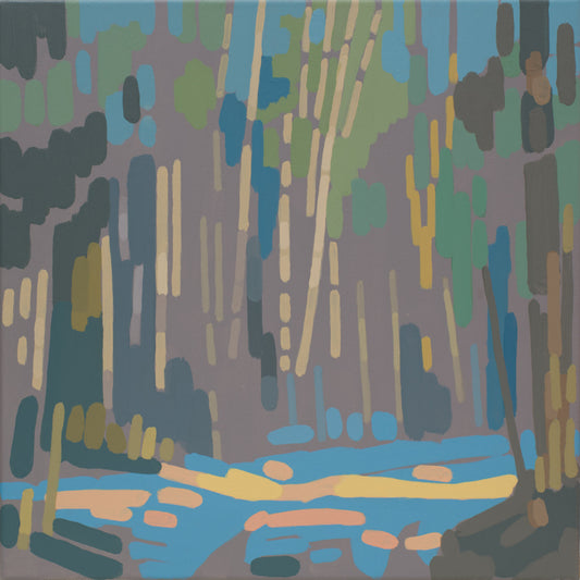 Malerei Sonnenreflex, handgemaltes Unikat, Natur, Landschaftsmalerei, Acrylmalerei 40x40cm