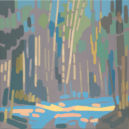 Malerei Sonnenreflexion, handgemaltes Unikat, Natur, Landschaftsmalerei, Acrylmalerei 40x40cm