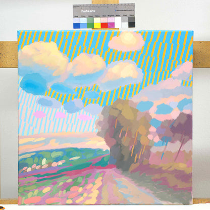 Malerei Wolken und Bäume, handgemaltes Unikat, Natur, Landschaftsmalerei, Himmel, Acrylmalerei 50x50cm