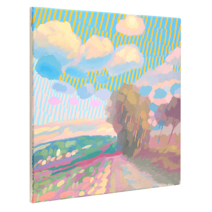 Malerei Wolken und Bäume, handgemaltes Unikat, Natur, Landschaftsmalerei, Himmel, Acrylmalerei 50x50cm