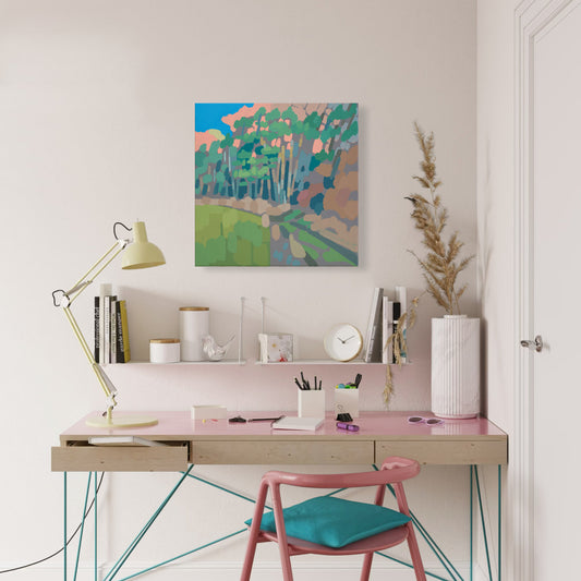 Malerei Kiefernwald, handgemaltes Unikat, Natur, Landschaftsmalerei, Acrylmalerei 40x40cm