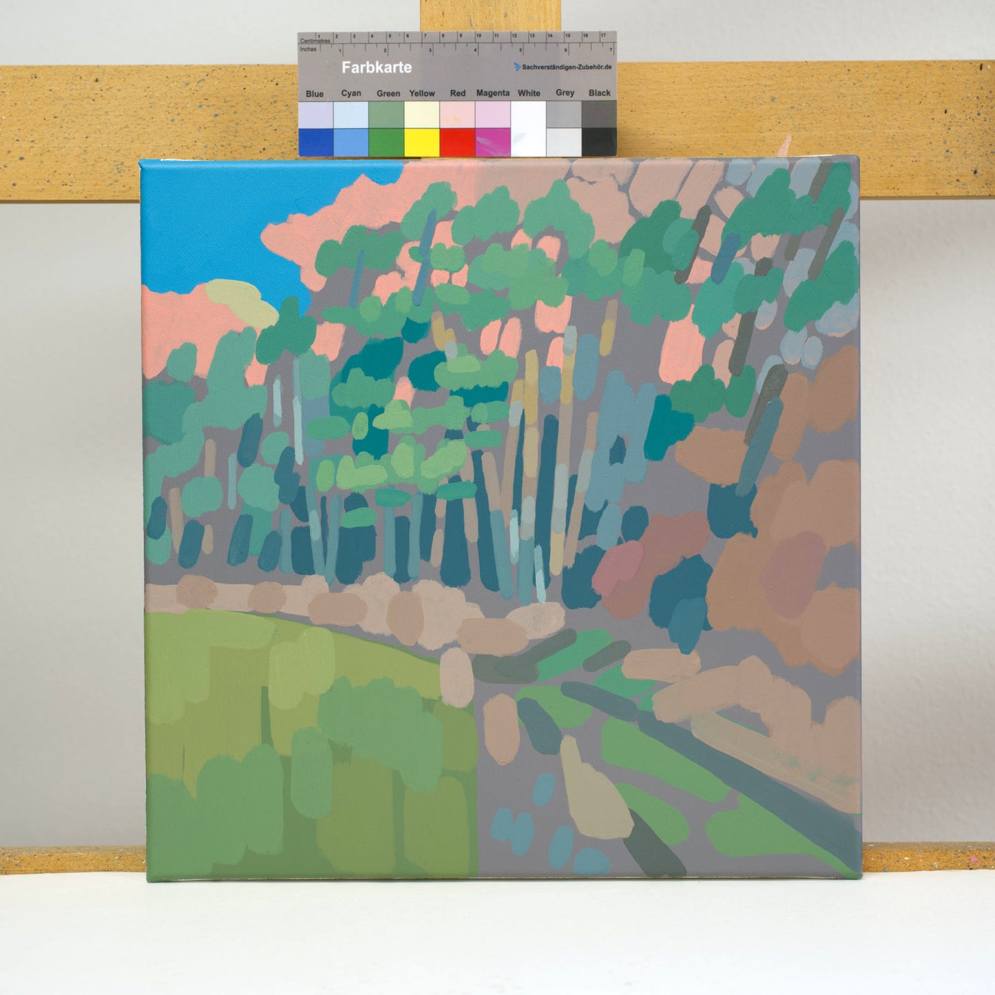 Malerei Kiefernwald, handgemaltes Unikat, Natur, Landschaftsmalerei, Acrylmalerei 40x40cm