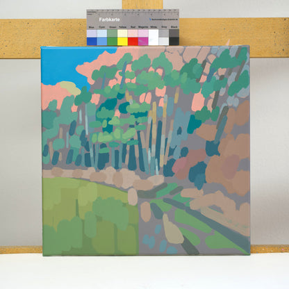 Malerei Kiefernwald, handgemaltes Unikat, Natur, Landschaftsmalerei, Acrylmalerei 40x40cm