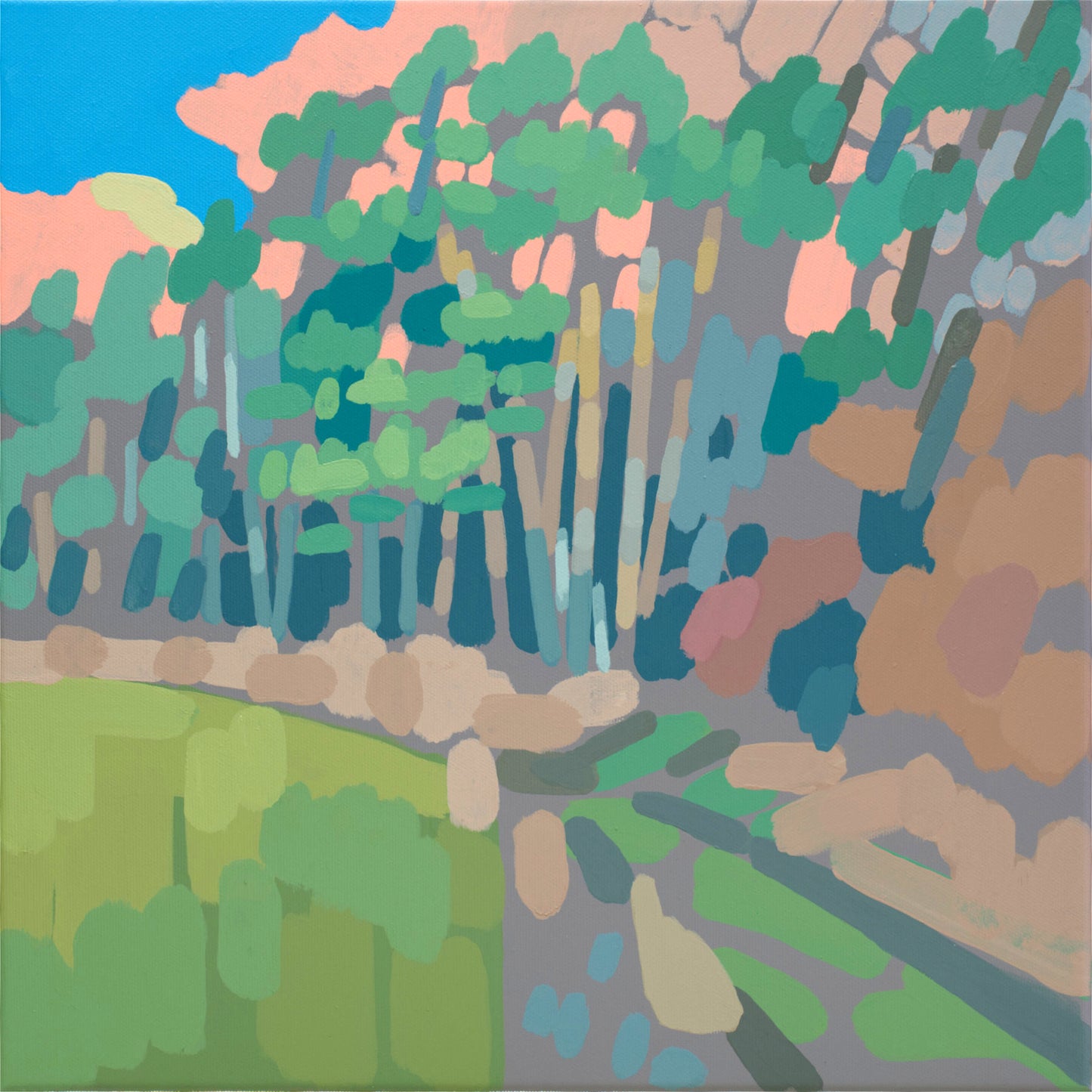 Malerei Kiefernwald, handgemaltes Unikat, Natur, Landschaftsmalerei, Acrylmalerei 40x40cm