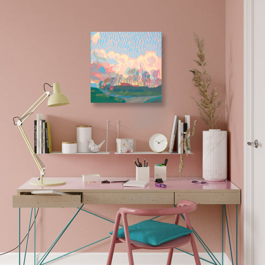 Malerei Sonnenwolken, handgemaltes Unikat, Natur, Landschaftsmalerei, Himmel, Acrylmalerei 40x40cm