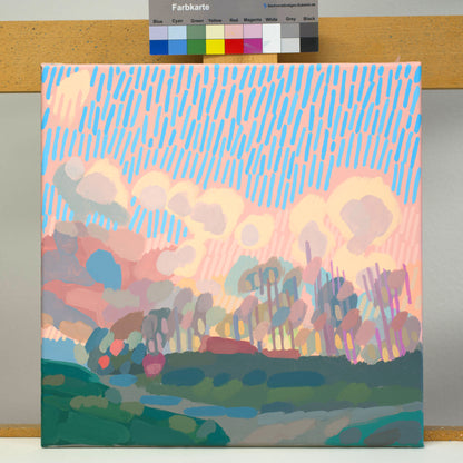 Malerei Sonnenwolken, handgemaltes Unikat, Natur, Landschaftsmalerei, Himmel, Acrylmalerei 40x40cm
