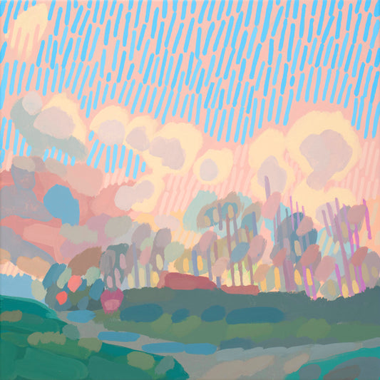 Malerei Sonnenwolken, handgemaltes Unikat, Natur, Landschaftsmalerei, Himmel, Acrylmalerei 40x40cm