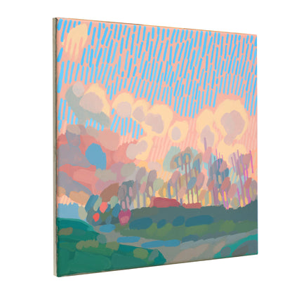 Malerei Sonnenwolken, handgemaltes Unikat, Natur, Landschaftsmalerei, Himmel, Acrylmalerei 40x40cm