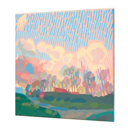 Malerei Sonnenwolken, handgemaltes Unikat, Natur, Landschaftsmalerei, Himmel, Acrylmalerei 40x40cm