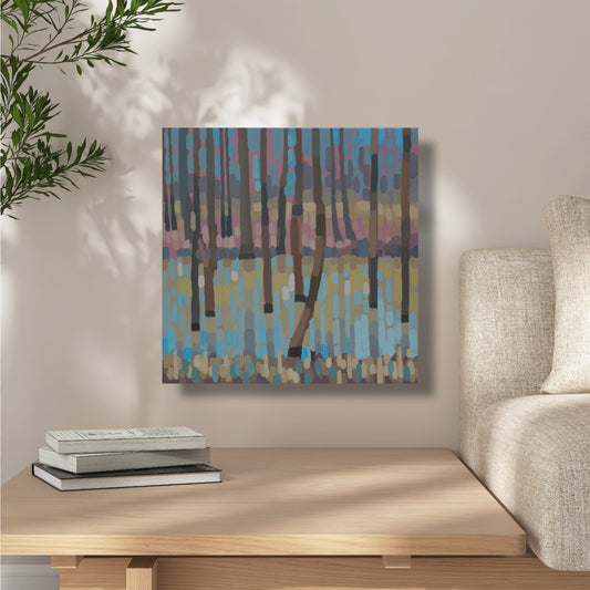 Malerei Wasserspiegel, handgemaltes Unikat, Natur, Landschaftsmalerei, Acrylmalerei 40x40cm