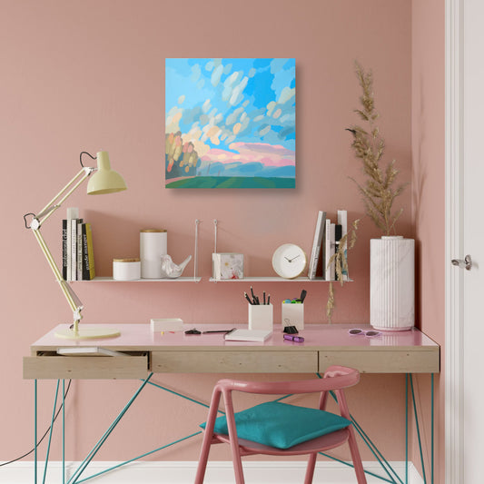 Malerei Wolkenfeld, handgemaltes Unikat, Natur, Landschaftsmalerei, Himmel, Acrylmalerei 40x40cm