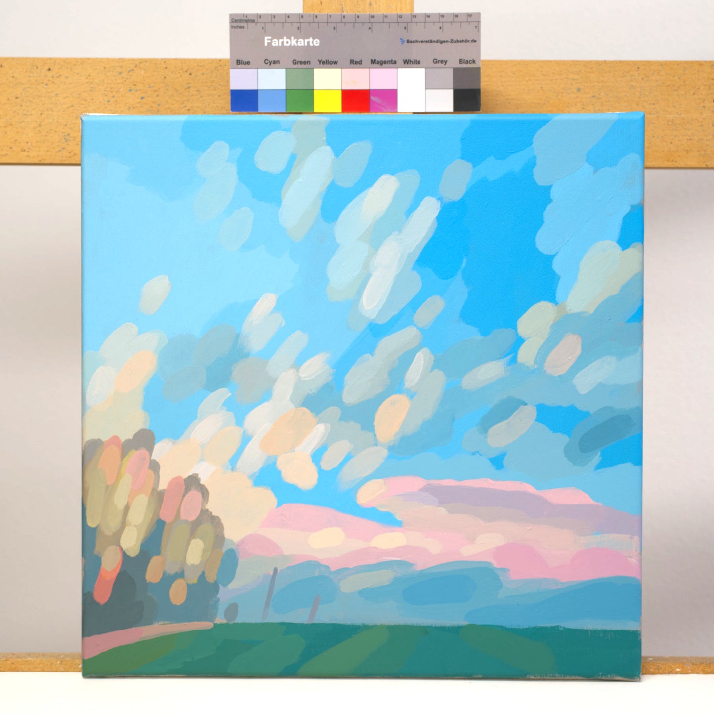 Malerei Wolkenfeld, handgemaltes Unikat, Natur, Landschaftsmalerei, Himmel, Acrylmalerei 40x40cm