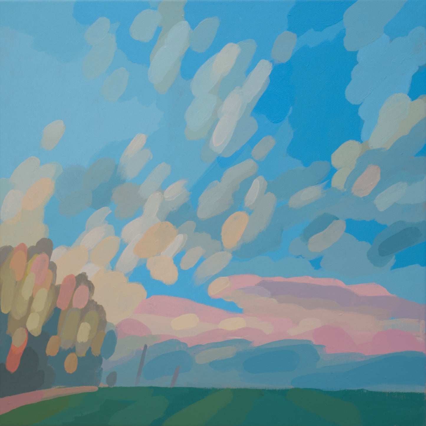 Malerei Wolkenfeld, handgemaltes Unikat, Natur, Landschaftsmalerei, Himmel, Acrylmalerei 40x40cm