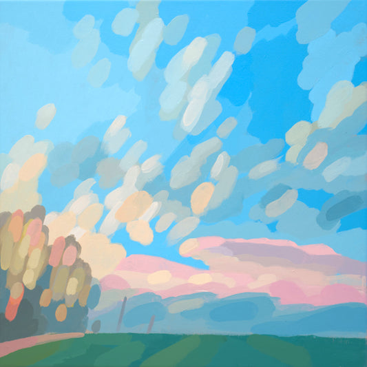 Malerei Wolkenfeld, handgemaltes Unikat, Natur, Landschaftsmalerei, Himmel, Acrylmalerei 40x40cm