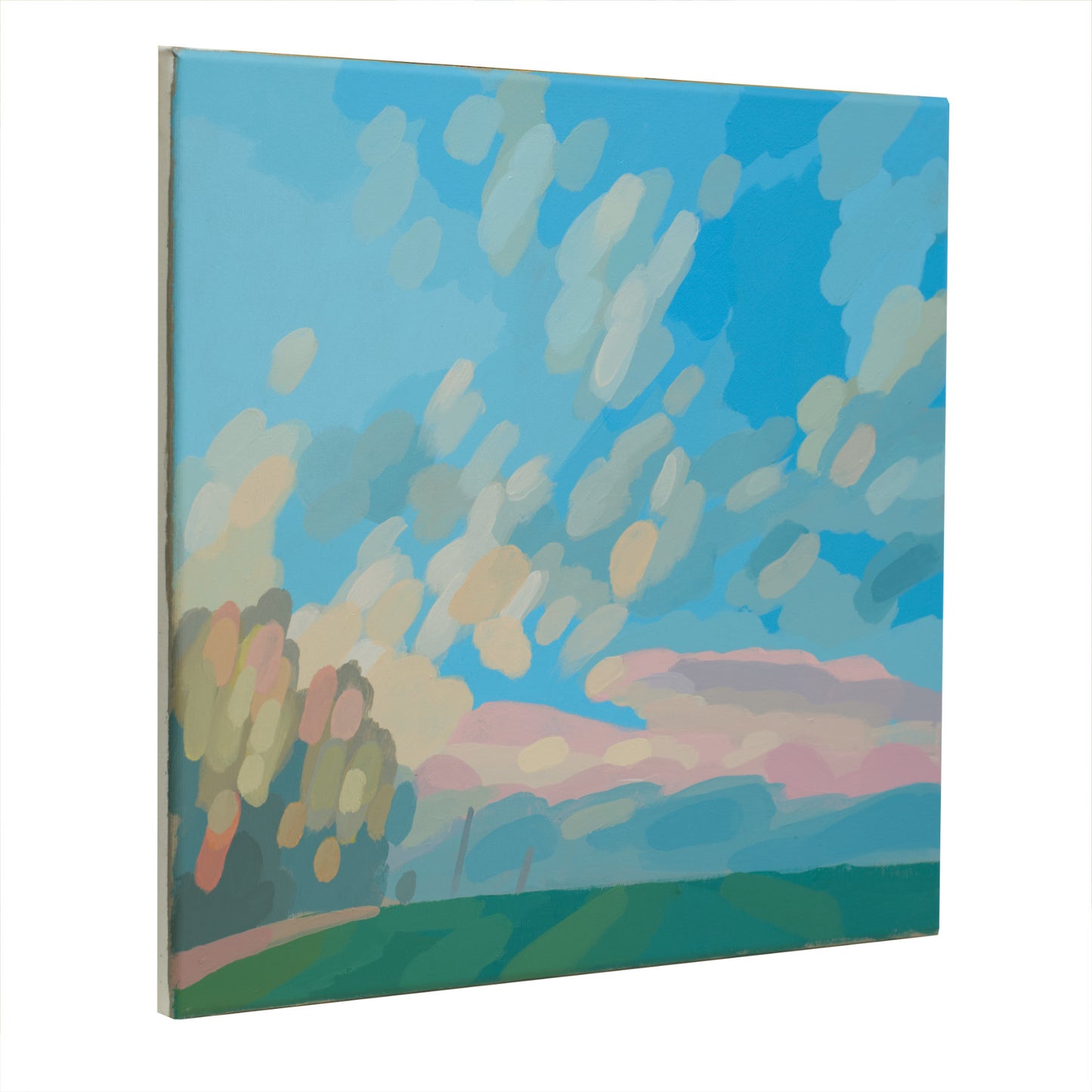 Malerei Wolkenfeld, handgemaltes Unikat, Natur, Landschaftsmalerei, Himmel, Acrylmalerei 40x40cm