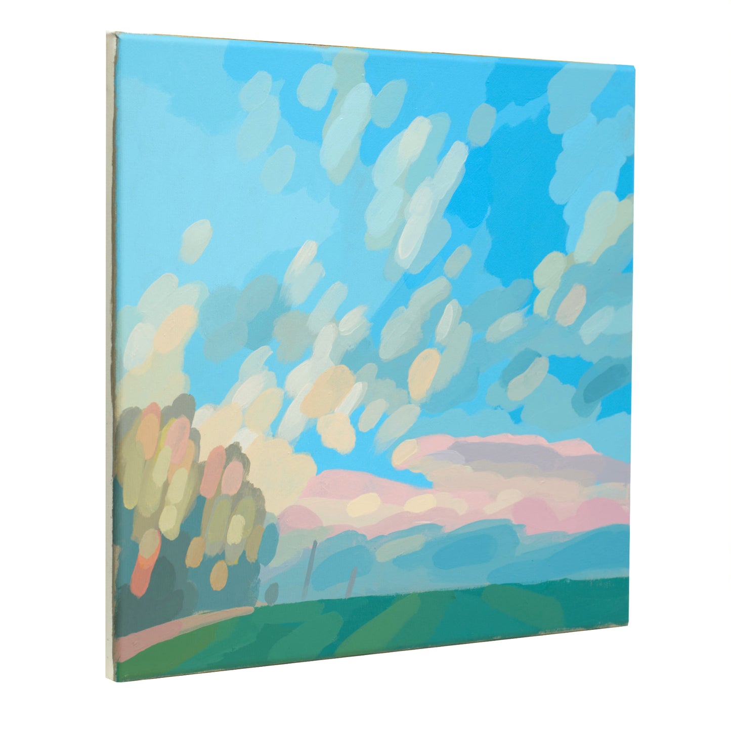 Malerei Wolkenfeld, handgemaltes Unikat, Natur, Landschaftsmalerei, Himmel, Acrylmalerei 40x40cm