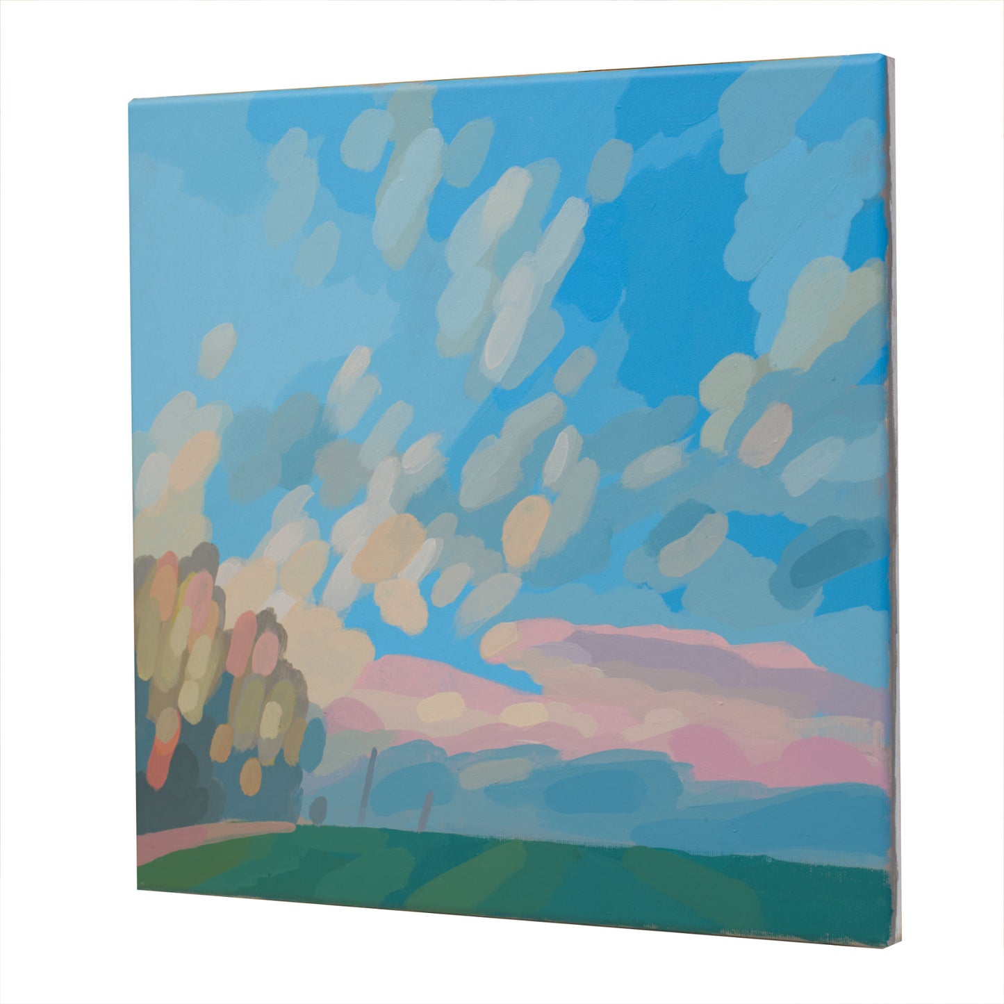 Malerei Wolkenfeld, handgemaltes Unikat, Natur, Landschaftsmalerei, Himmel, Acrylmalerei 40x40cm