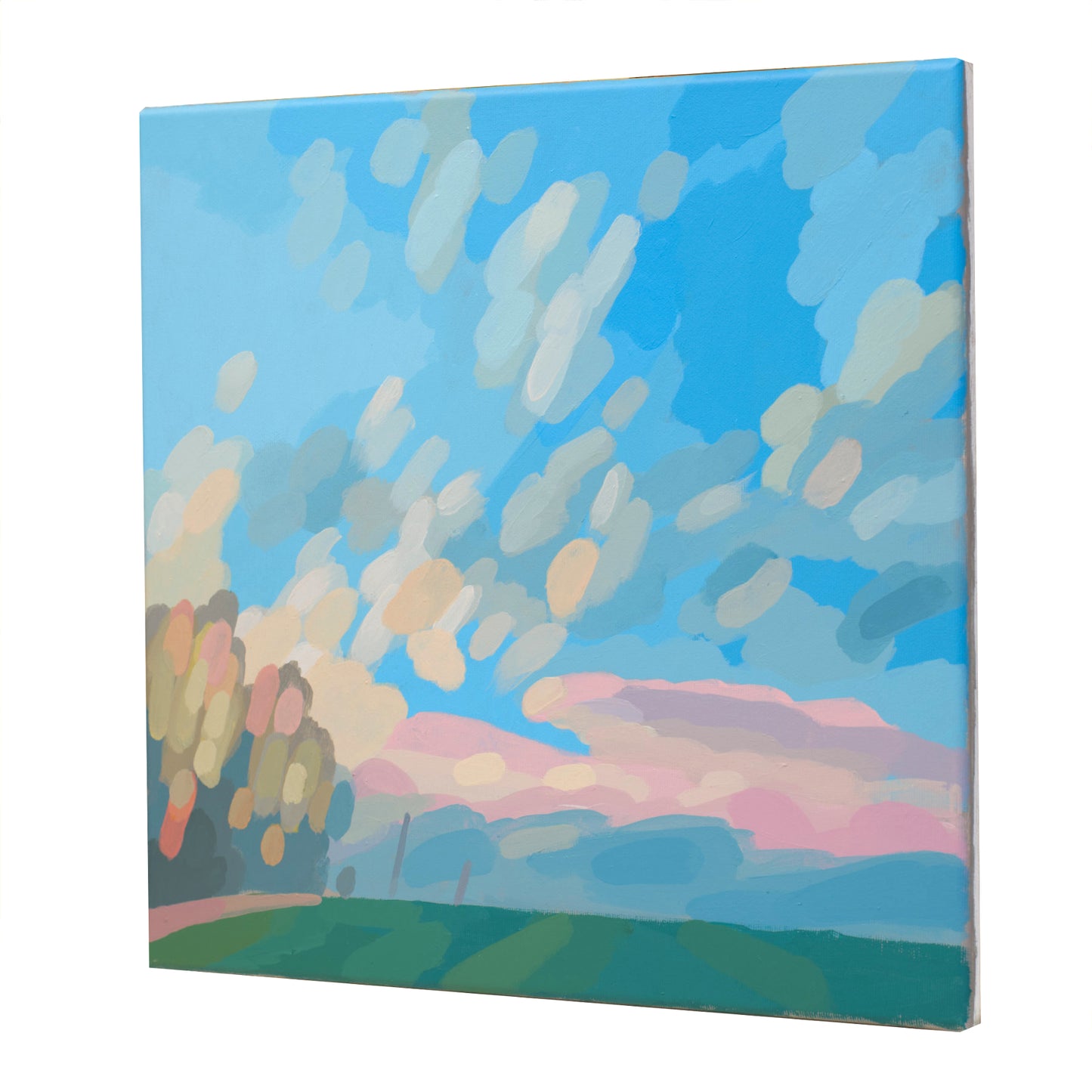 Malerei Wolkenfeld, handgemaltes Unikat, Natur, Landschaftsmalerei, Himmel, Acrylmalerei 40x40cm