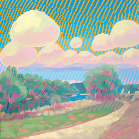 Malerei Isarwolken, handgemaltes Unikat, Natur, Landschaftsmalerei, Himmel, Acrylmalerei 50x50cm