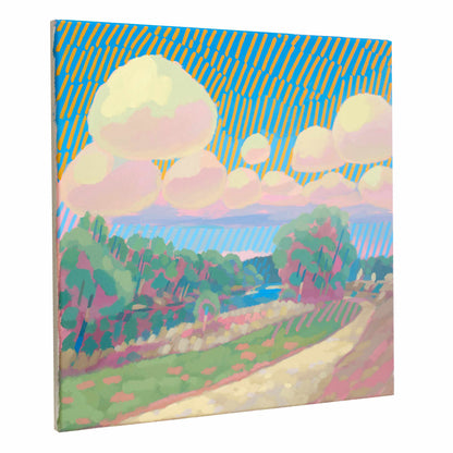 Malerei Isarwolken, handgemaltes Unikat, Natur, Landschaftsmalerei, Himmel, Acrylmalerei 50x50cm
