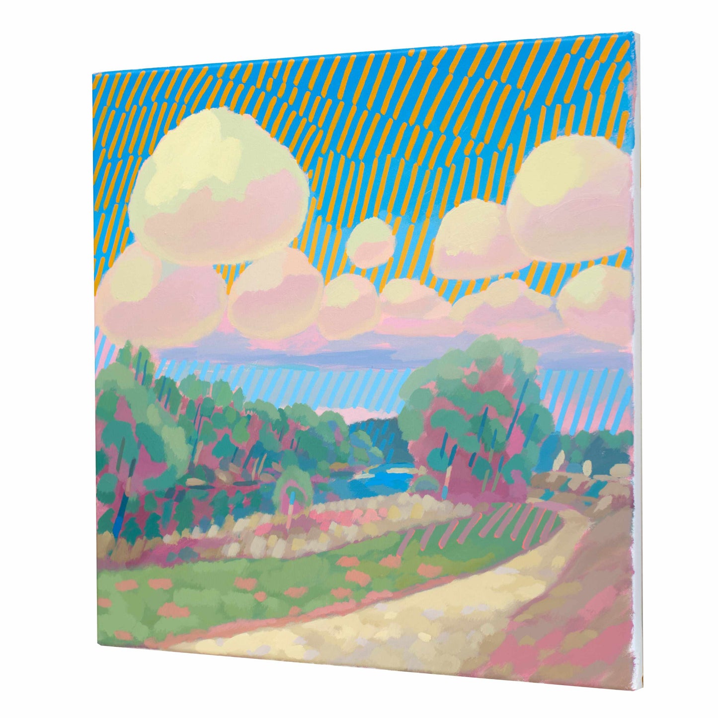 Malerei Isarwolken, handgemaltes Unikat, Natur, Landschaftsmalerei, Himmel, Acrylmalerei 50x50cm