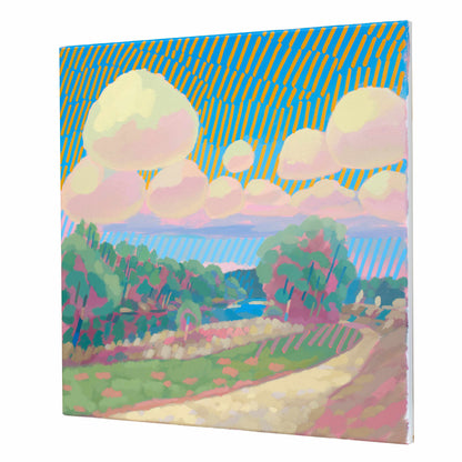 Malerei Isarwolken, handgemaltes Unikat, Natur, Landschaftsmalerei, Himmel, Acrylmalerei 50x50cm