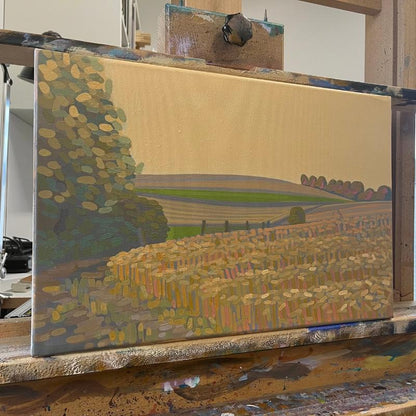 Leuchtendes Feld, Unikat, Malerei, handgemaltes Einzelstück, 45 x 30 cm cm, Acrylfarbe auf Leinwand