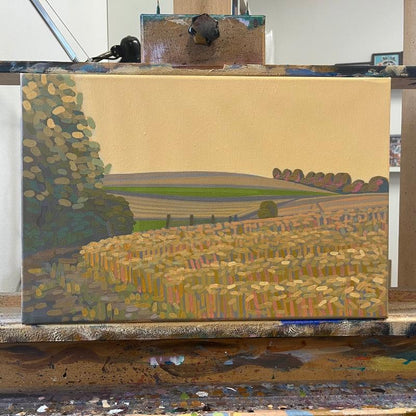 Leuchtendes Feld, Unikat, Malerei, handgemaltes Einzelstück, 45 x 30 cm cm, Acrylfarbe auf Leinwand