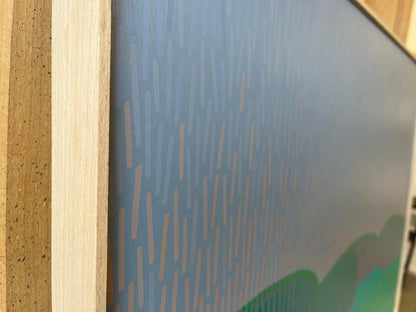 Landschaft Komplementär 3, Unikat, Malerei, handgemaltes Einzelstück, 68 x 52 cm, mit Rahmenleiste