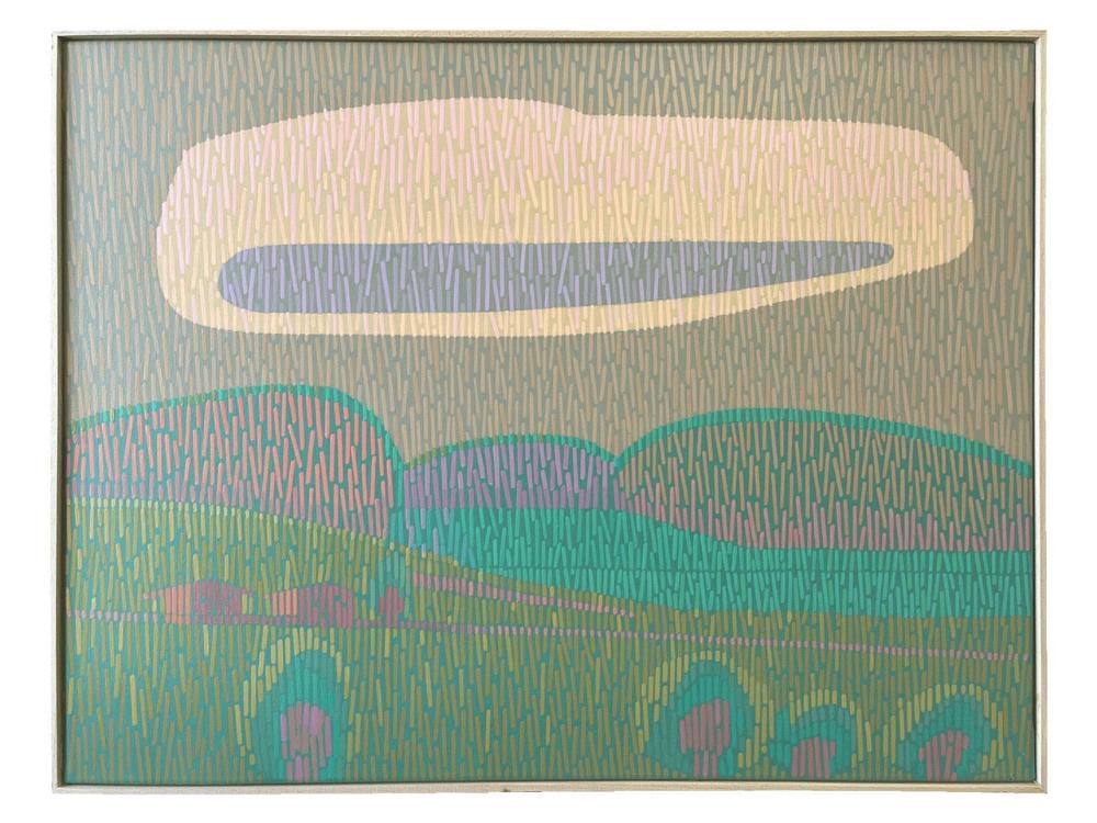 Landscape Complementary 4, unique, painting, hand-painted unique piece, 68 x 52 cm, with frame strip