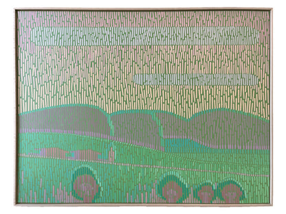 Landschaft Komplementär 6, Unikat, Malerei, handgemaltes Einzelstück, 68 x 52 cm, mit Rahmenleiste