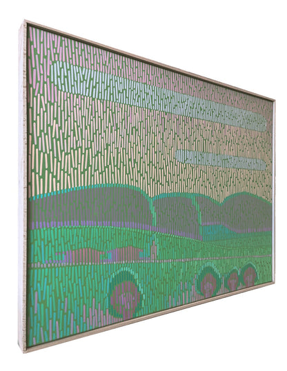 Landschaft Komplementär 6, Unikat, Malerei, handgemaltes Einzelstück, 68 x 52 cm, mit Rahmenleiste