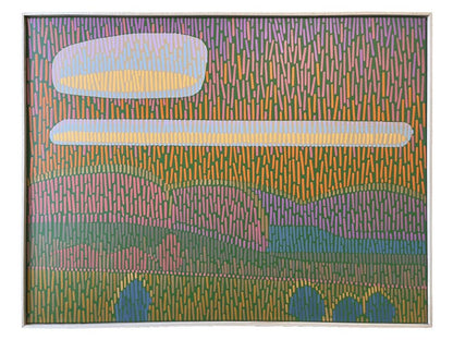 Landschaft Komplementär 2, Unikat, Malerei, handgemaltes Einzelstück, 68 x 52 cm, mit Rahmenleiste