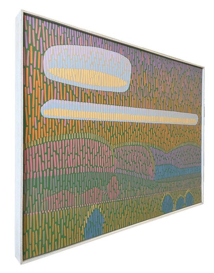 Landschaft Komplementär 2, Unikat, Malerei, handgemaltes Einzelstück, 68 x 52 cm, mit Rahmenleiste