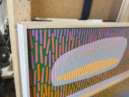 Landschaft Komplementär 2, Unikat, Malerei, handgemaltes Einzelstück, 68 x 52 cm, mit Rahmenleiste