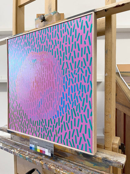 Pauls Äpfel 1 Magenta, Unikat, Malerei, handgemaltes Einzelstück, 60 x 60 cm, mit Rahmenleiste