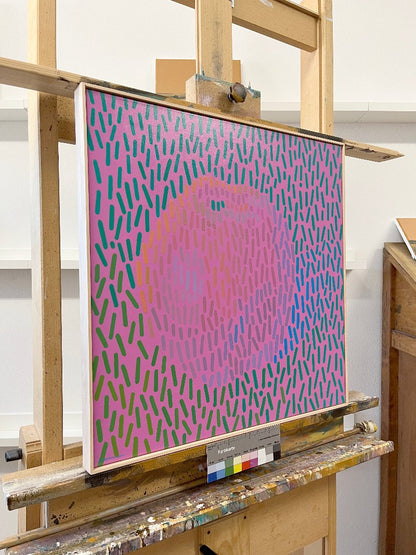 Pauls Äpfel 1 Magenta, Unikat, Malerei, handgemaltes Einzelstück, 60 x 60 cm, mit Rahmenleiste