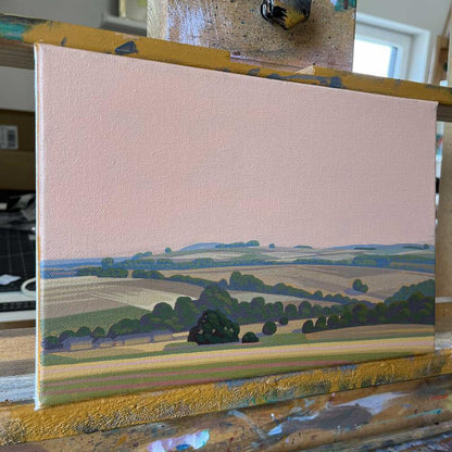 Blauer Horizont, Unikat, Malerei, handgemaltes Einzelstück, 30 x 20 cm, Acrylfarbe auf Leinwand