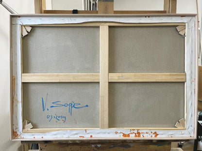 Paul's Apples 7, unique, painting, hand-painted one-of-a-kind piece, 90 x 60 cm, with frame strip