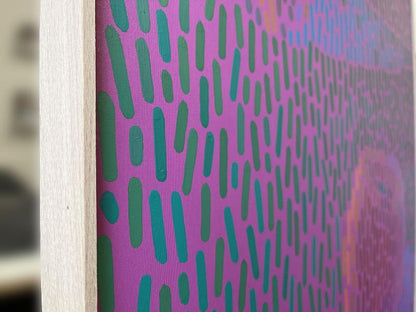 Pauls Äpfel 4 Magenta, Unikat, Malerei, handgemaltes Einzelstück, 60 x 60 cm, mit Rahmenleiste