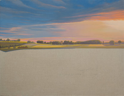 Landschaftsmalerei, Abendsonne, handgemaltes Einzelstück, ca. 91 x 70 cm